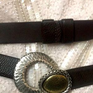 Chicos brown leather belt with metal buckle